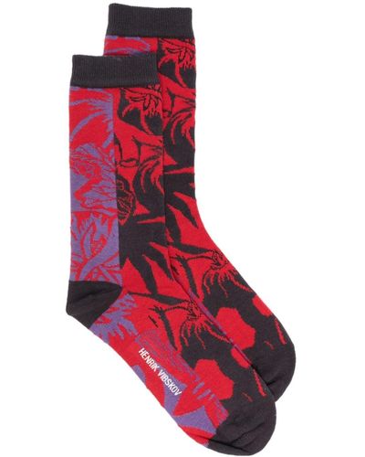 Henrik Vibskov Chaussettes Greenhouse nervurées - Rouge