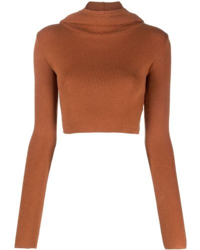 Live The Process Dormer Balaclava Cropped Top - Brown