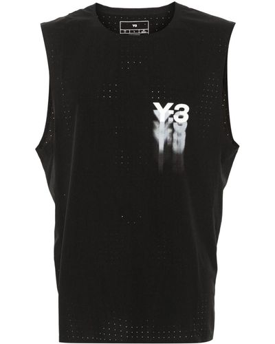 Y-3 Top con logo estampado - Negro