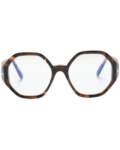 Tom Ford Brille mit geometrischem Gestell - Braun