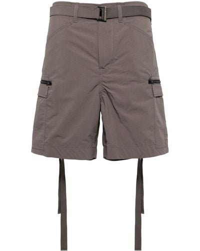 Sacai Belted Knee-length Shorts - Gray
