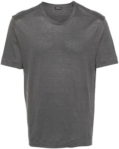 Zegna T-Shirt aus Leinen - Grau