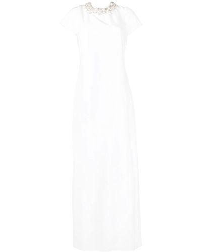 Sachin & Babi Petra Pearl-embellished Neckline Gown - White