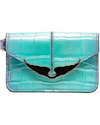 Zadig & Voltaire Cartera Borderline con placa del logo - Azul