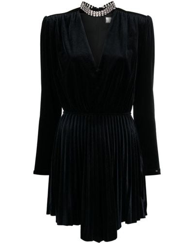 Nissa Crystal-embellished Velvet Minidress - Black