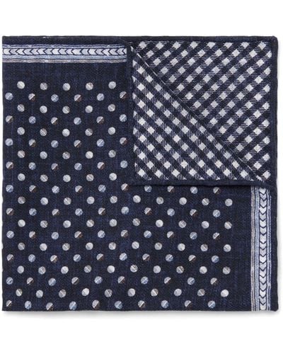 Brunello Cucinelli Carré de poche réversible en soie à motif géométrique - Bleu
