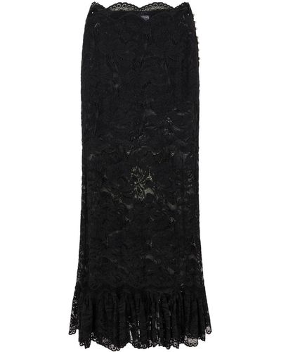 Rabanne High-waist Lace Midi Skirt - Black