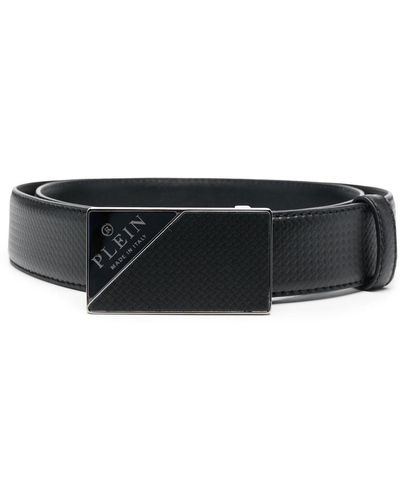 Philipp Plein Logo-buckle Leather Belt - Black