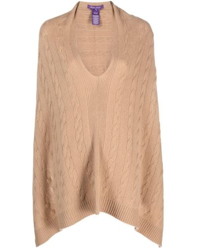 Ralph Lauren Collection Cable-knit Cashmere Poncho - Natural