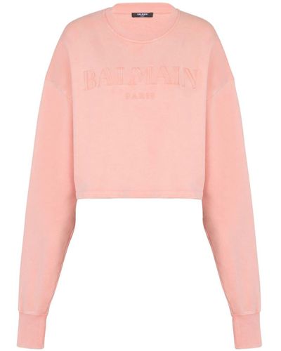 Balmain Logo-embroidered Cotton Sweatshirt - Pink