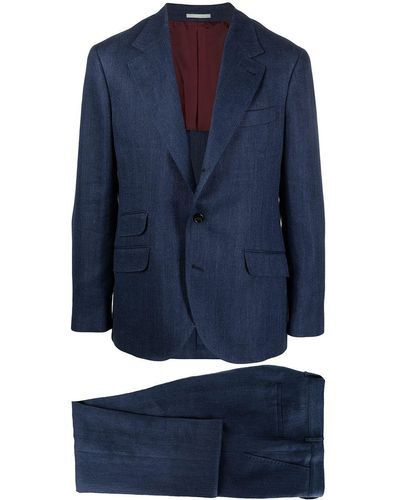 Brunello Cucinelli Herringbone Suit - Blue