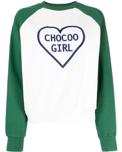Chocoolate Heart-print Cotton Sweatshirt - White