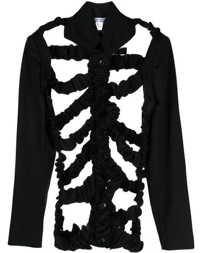 Comme des Garçons Cut-out Detail Buttoned Jacket - Black