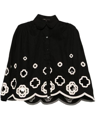 Maje Logo-embroidery Cotton Blouse - Black