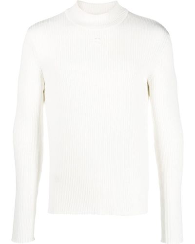 Courreges Ribbed-knit Logo-patch Jumper - White