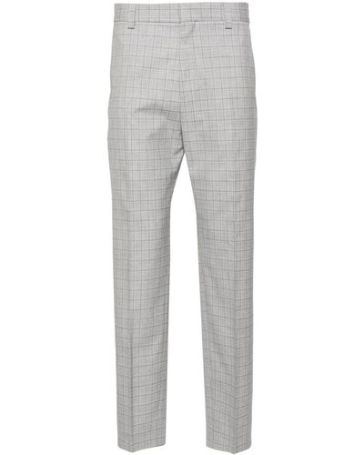 HUGO Teagan231x Checked Tailored Trousers - Grey