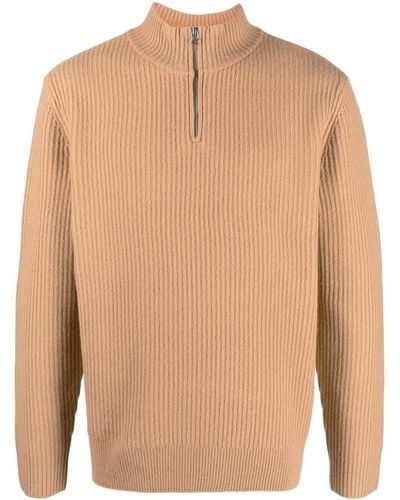 A.P.C. Ribbed-knit High-neck Sweater - Brown