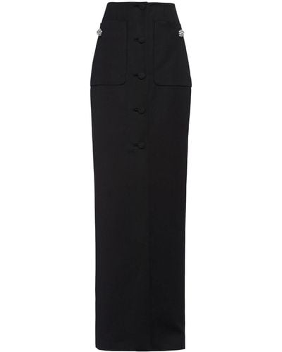 Prada Long Wool Satin Pencil Skirt - Black