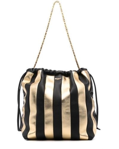 Moschino Striped Sheepskin Bucket Bag - Black