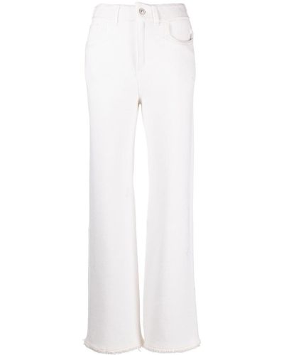 Barrie Distressed Straight-leg Pants - White
