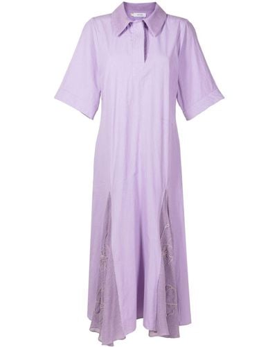 Isolda Flor Selvagem Floral-embroidered Polo Dress - Purple