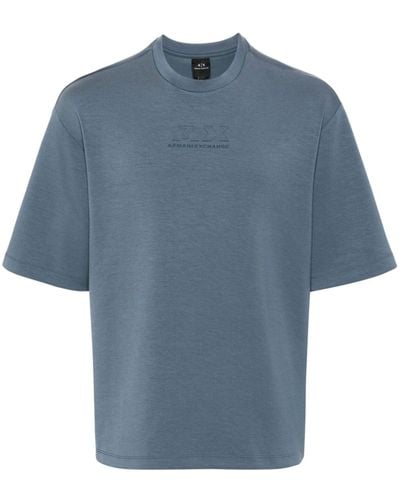 Armani Exchange Logo-embossed T-shirt - Blue