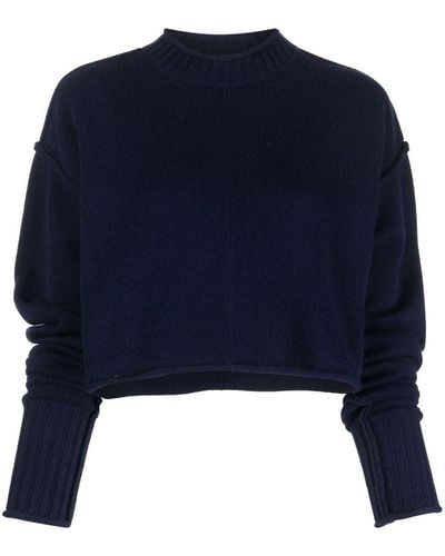Sportmax Ribbed-knit Cropped Jumper - Blue