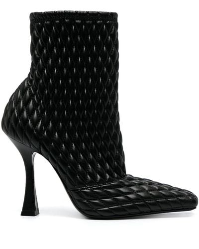 Casadei Geraldine Dome Quilted Leather Boots - Black