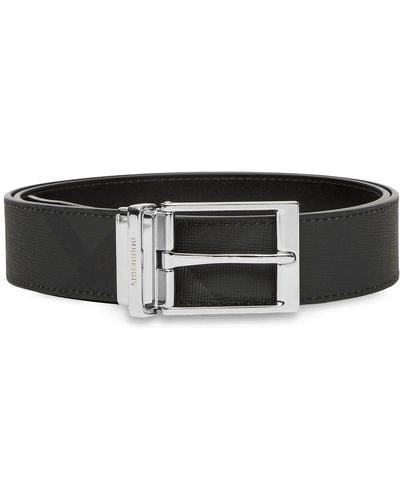 Burberry Reversible Check Leather Belt - Black