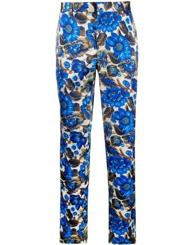 Moschino All-over Floral Printed Tailored Pants - Blue
