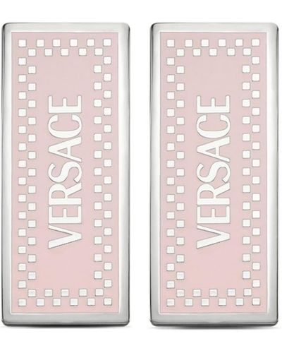 Versace '90s Vintage Logo Earrings - Pink