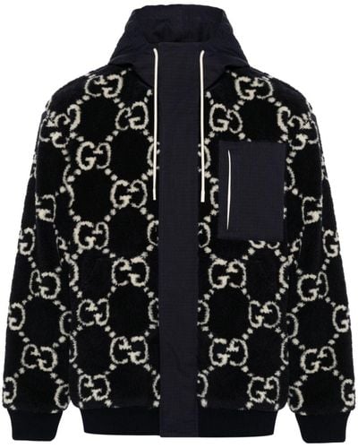 Gucci GG Fuzzy Hooded Jacket - Black