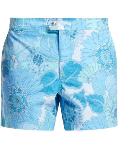 Tom Ford Floral-print Swim Shorts - Blue