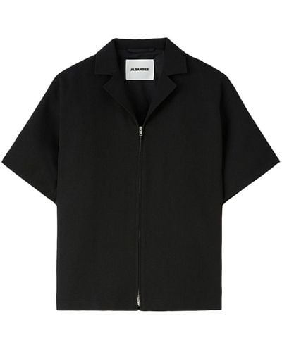 Jil Sander Strap-detail Zipped Shirt Jacket - Black