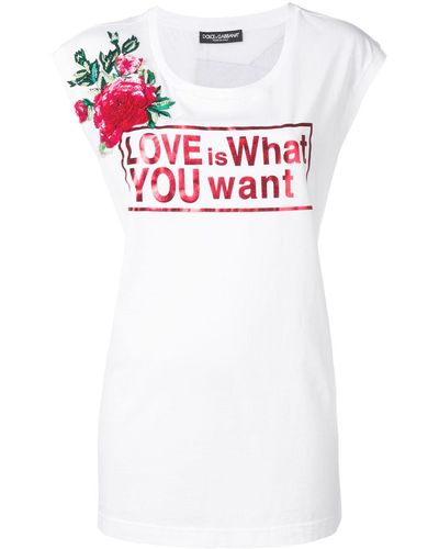 Dolce & Gabbana Love ロングライン Tシャツ - ホワイト