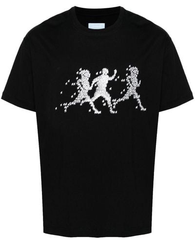 3.PARADIS Mouseプリント Tシャツ - ブラック