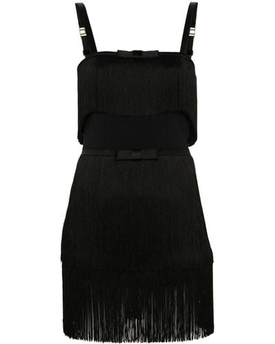 Elisabetta Franchi Fringe-detail Mini Dress - Black