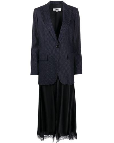 MM6 by Maison Martin Margiela Blazer structuré à fines rayures - Bleu