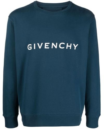 Givenchy Archetype Logo-print Cotton Sweatshirt - Blue