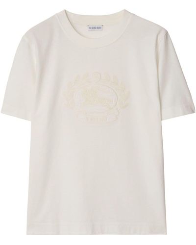 Burberry Logo-embroidered Cotton T-shirt - White