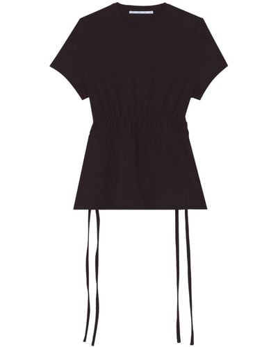 PROENZA SCHOULER WHITE LABEL Ruched-detail Lace-up T-shirt - Black