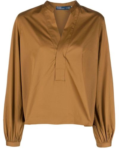 Polo Ralph Lauren Sina Long-sleeve Cotton Blouse - Brown