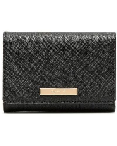agnès b. Foldover Leather Wallet - Gray