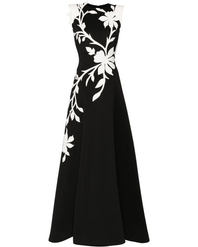 Saiid Kobeisy Floral-embroidered Sleeveless Gown - Black