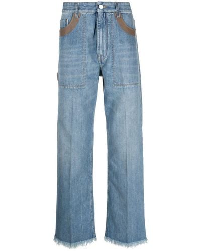 Fendi Contrast-detail Straigh-leg Jeans - Blue