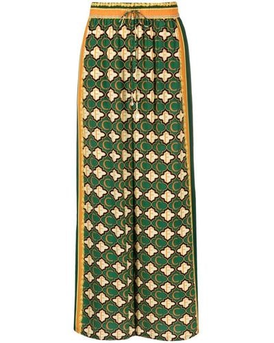 Camilla Jealousy And Jewels Printed Silk Palazzo Trousers - Green