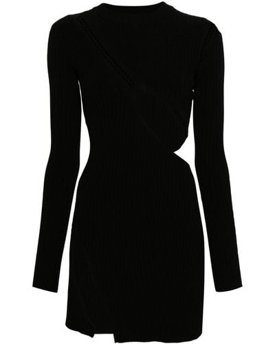 The Attico Ribgebreide Mini-jurk - Zwart