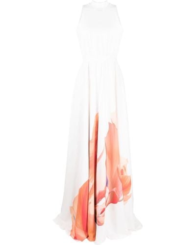 Saiid Kobeisy Floral-print Sleeveless Gown - Pink