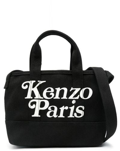 KENZO Petit sac cabas à logo imprimé - Noir