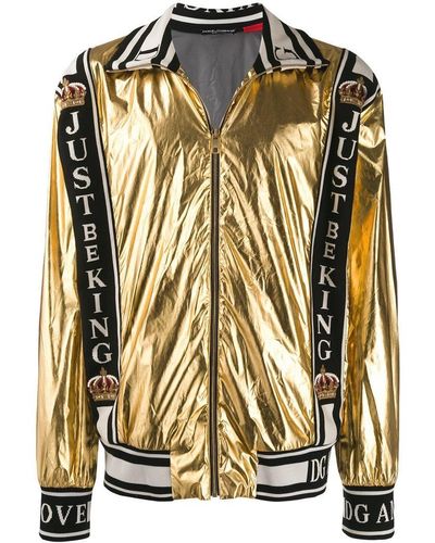 Dolce & Gabbana 'just Be King' Foil Bomber Jacket - Metallic